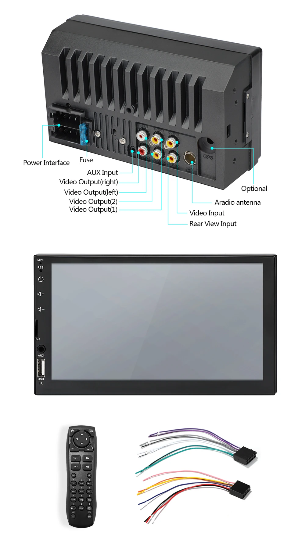 Carplay 2 din автомагнитола " HD плеер MP5 сенсорный экран цифровой дисплей Bluetooth Мультимедиа USB 2din Авторадио автомобильный резервный монитор