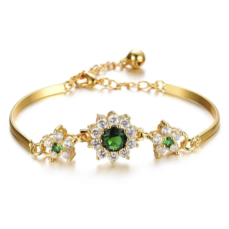 Günstige 2019 luxus 18 K Gold Armbänder für Frauen Mode Armband Zubehör Kristall Charme Hochzeit Schmuck Geburtstag Geschenke