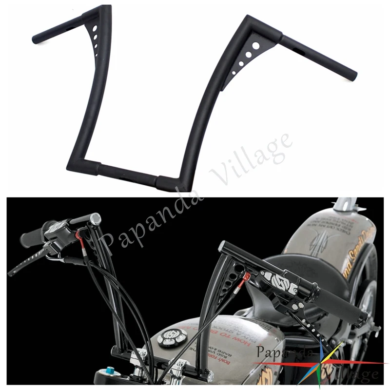16" Rise 1 1/4" Wide Drag Bars Motorcycle Handlebar Z Bar For Harley