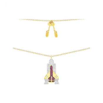 

[MeiBaPJ]Real 925 Sterling Silver Rocket Ship Pendant Necklace for Women with AAA High Quality Stones Necklace Wedding Jewelry