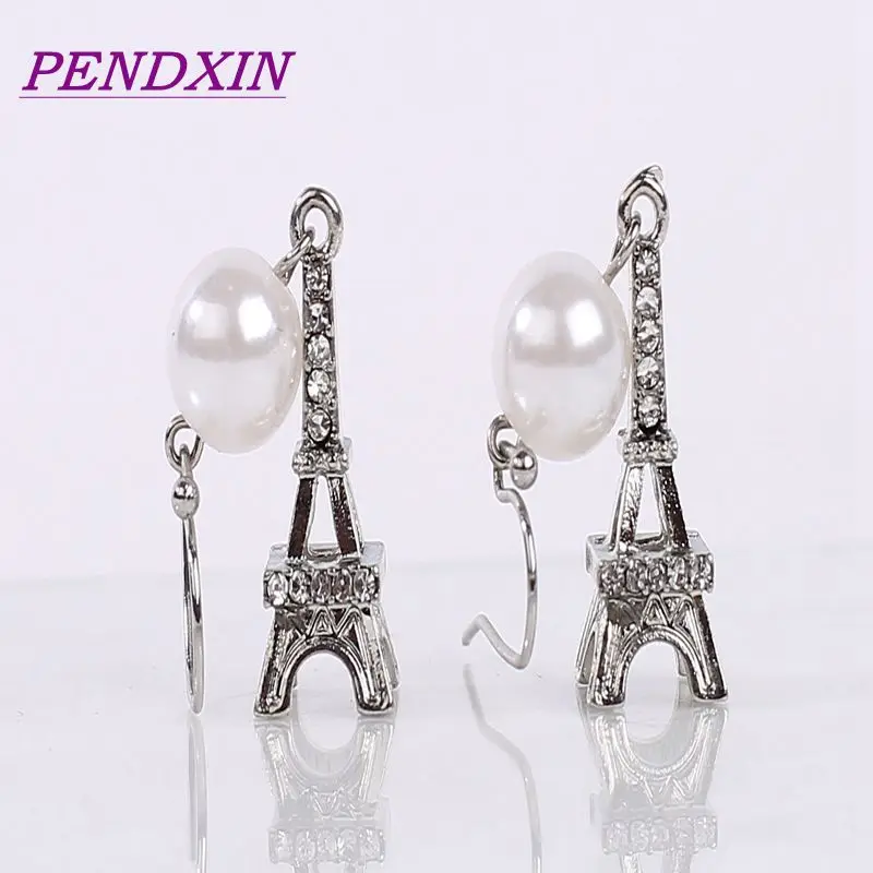 

2017 new design jewelry Eiffel Tower pearl earrings ladies fashion charm