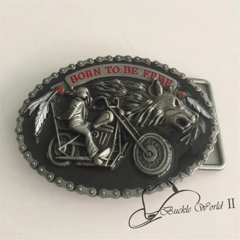 

Retail New Oval 3D Wolf head motorcycle belt buckle with metal cowboy Belt head woman man Jeans accessories Fit 4cm Wide Belt