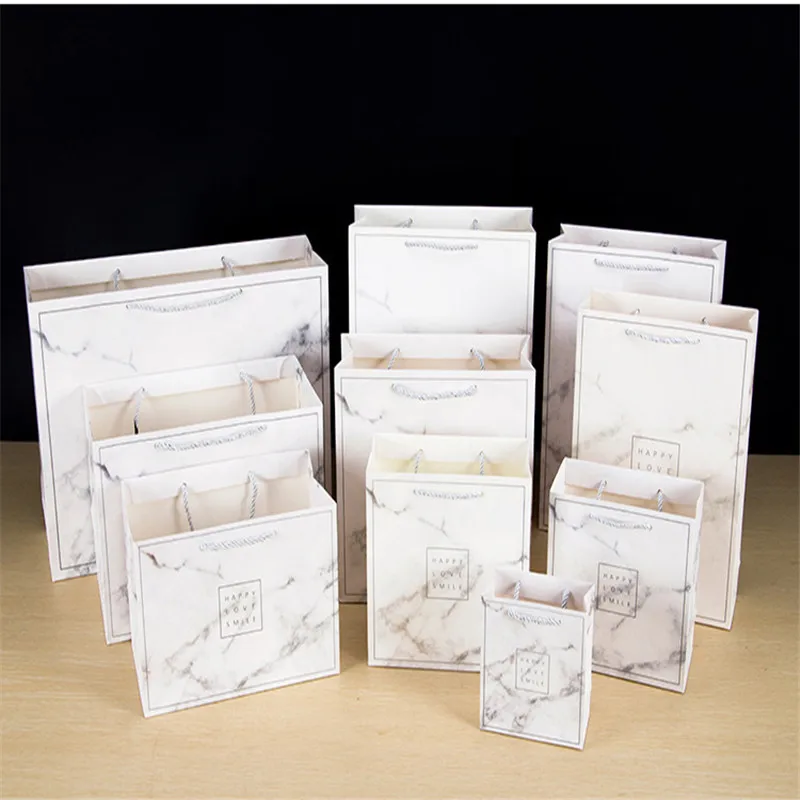 

5pcs Marbling Printing Paper Bag Delicate Dust-proof Package Wedding Anniversary Gift Protection Custom Print Logo Marble Design