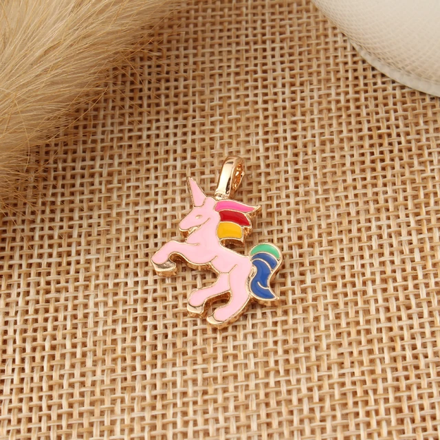 Zinc Alloy Enameled Unicorn Shaped Pendant