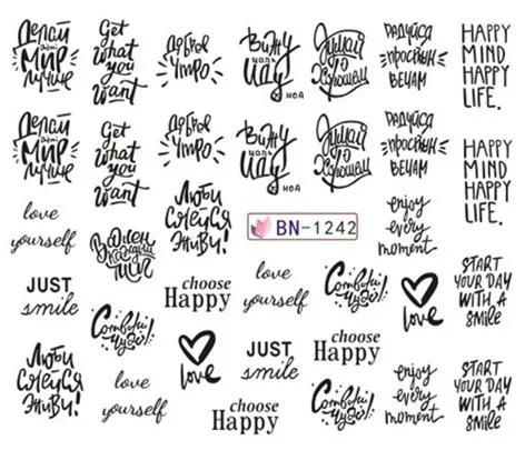 

Nail Art Sticker Water Decals Nails Tattoo Slider Stickers Love English Letter Designs Decoration Manicure Pegatina Foil Wraps
