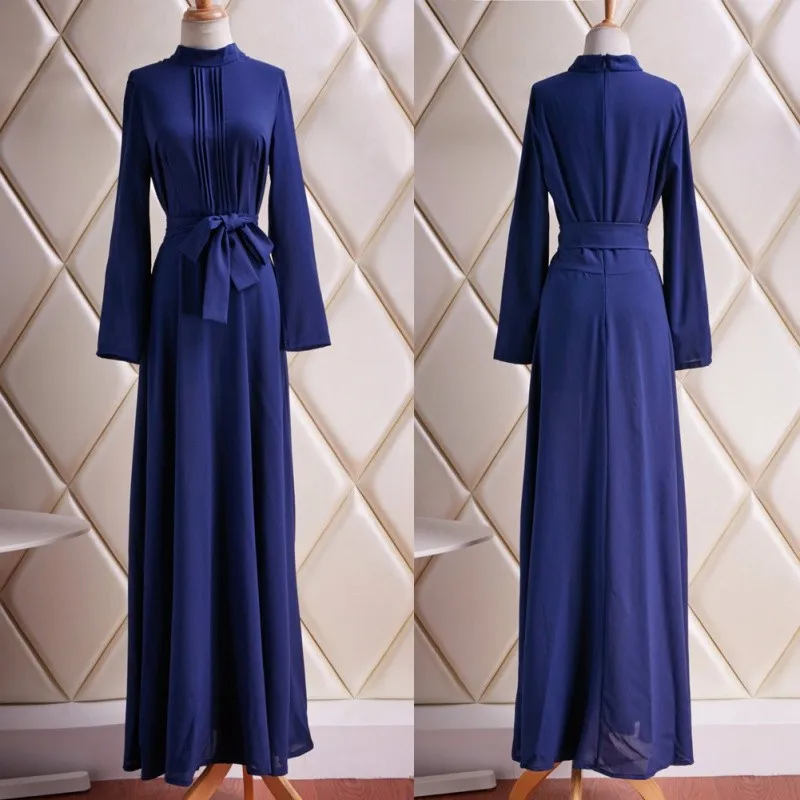 Модное женское тонкое плиссированное платье с длинным рукавом, Длинные Макси платья