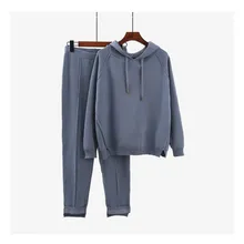 2018 Autumn Winter Knitted Women Two Piece Set Hooded New Fashion Solid Knitting Hoodies And Harem Pants Casual Suits 2018 Autumn Winter Knitted Women Two Piece Set Hooded New Fashion Solid Knitting Hoodies And Harem Pants Casual Suits