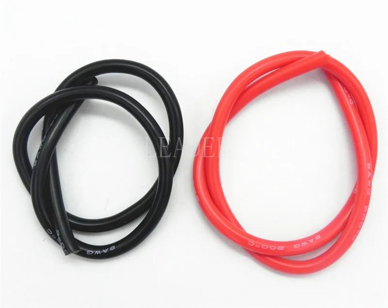 1 метр черный+ 1 метр Красный 8AWG/10AWG высокая температура мягкий силиконовый кабель силикагелевый провод теплостойкий луженый медный кабель питания