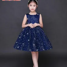 Элегантное детское платье для маленьких девочек цельнокроеное фатиновое платье-пачка со звездами и блестками и бантом для малышей платья на свадьбу и день рождения