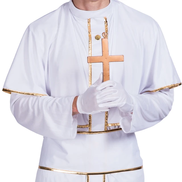Bata blanca de Cosplay para hombre, disfraz de monje, Purim, Halloween, para adulto, obispo, padre, traje de fiesta de carnaval, Pastor cristiano, vestido de fantasía|adult halloween costumes|costumes whitehalloween costume - Bata blanca de Cosplay para hombre, disfraz de monje, Purim, Halloween, para adulto, obispo, padre, traje de fiesta de carnaval, Pastor cristiano, vestido de fantasía|adult halloween costumes|costumes whitehalloween costume -