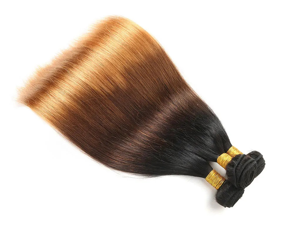 Hair Villa Ombre Indian Straight Hair With Closure #1b 4 30 4 4 Salon Remy Ombre Human Hair 2 3 Bundles with Lace Closure (7)