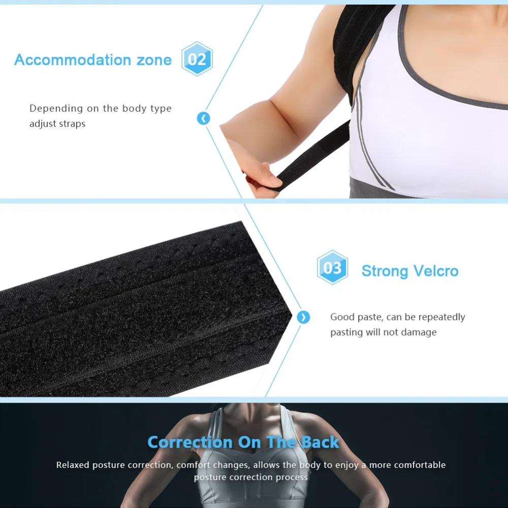 Yosoo Posture Corrector Brace Upper Back Neck Shoulder Support Adjustable Straps Lumbar Brace Support Belt Posture Correction