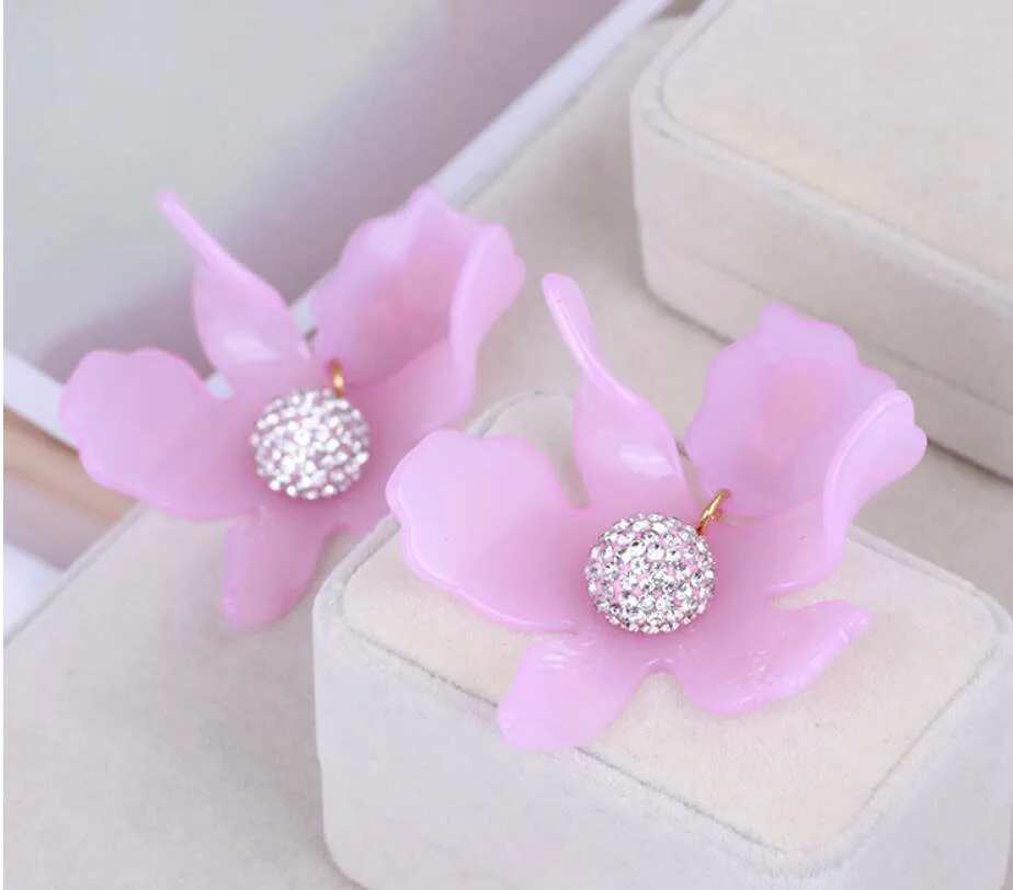 CSxjd luxury Resin lily flower Clip Earrings Women earrings jewellery