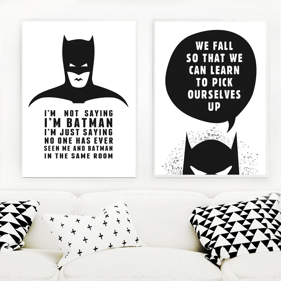

Batman Superhero Quotes Wall Art Canvas Painting Nordic Posters And Prints Wall Pictures For Living Room Bedroom Home Decor