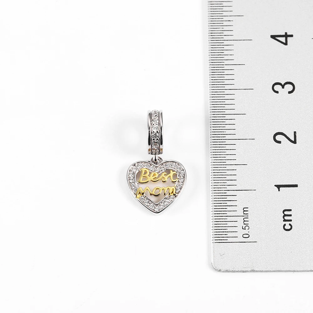 Mom Heart Pendant Fit Pandora Bracelets Charms Silver 925 Original Beads Authentic 925 Silver Charms Jewelry Making Dropshipping (2)