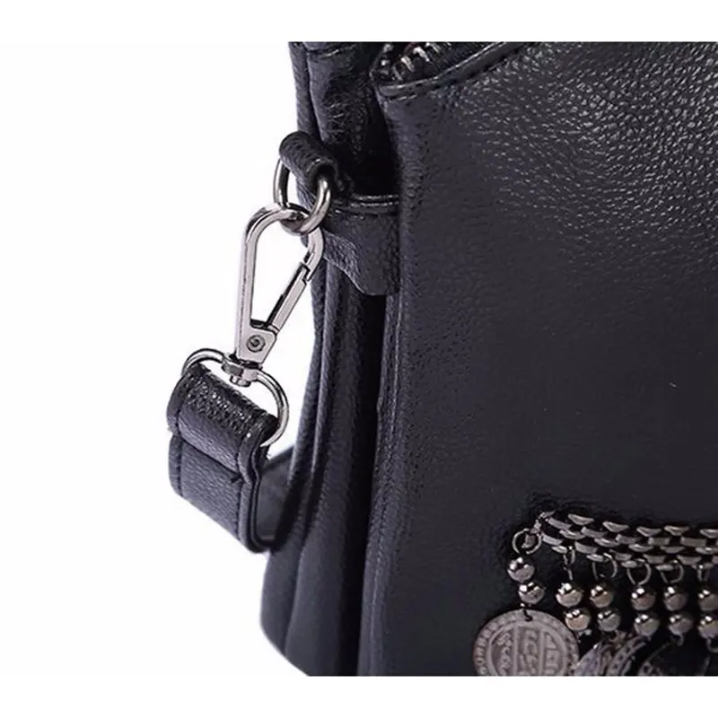2019 designer women tassel skull chain bag PU leather solid color messenger bag fashion vintage women shoulder bag handbag 605