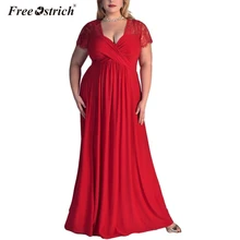 Free Ostrich vestidos verano Plus Size Short Sleeves Cocktail Gown Women Summer Dress Long Dresses Beach Sundress N30