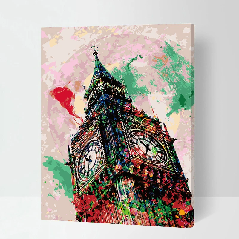 

DIY Painting By Numbers Acrylic Paint On Canvas Big Ben Clock Handpainted Oil Painting For Home Decor London Landmark Paint Art