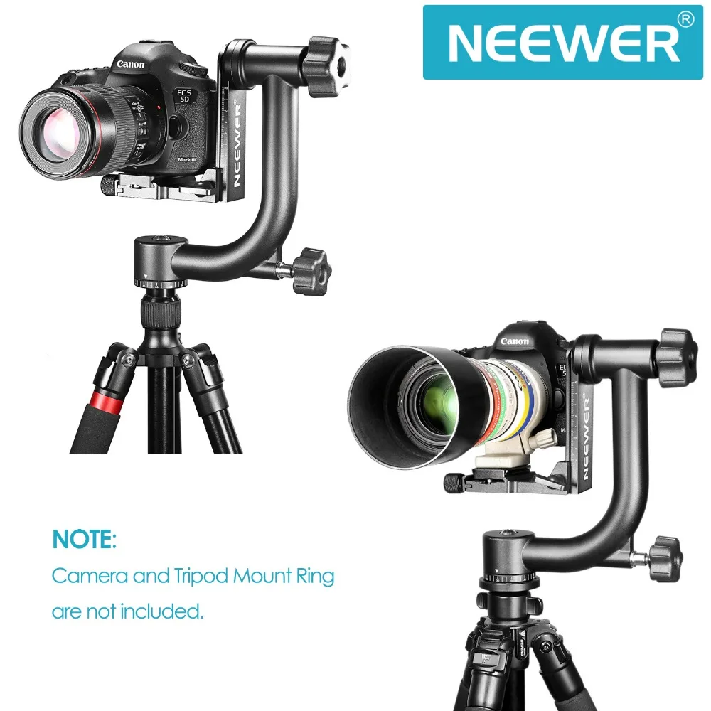 

Neewer Professional Heavy Duty Metal 360 degree Panoramic Gimbal Tripod Head with Arca-Swiss Standard 1/4'' Quick Release Plate