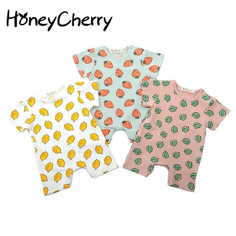 

Summer Baby Girl Romper Short-sleeved Fruit Cotton Hat-jacket Of Breathable And Refreshing One-piece Climbing Suit