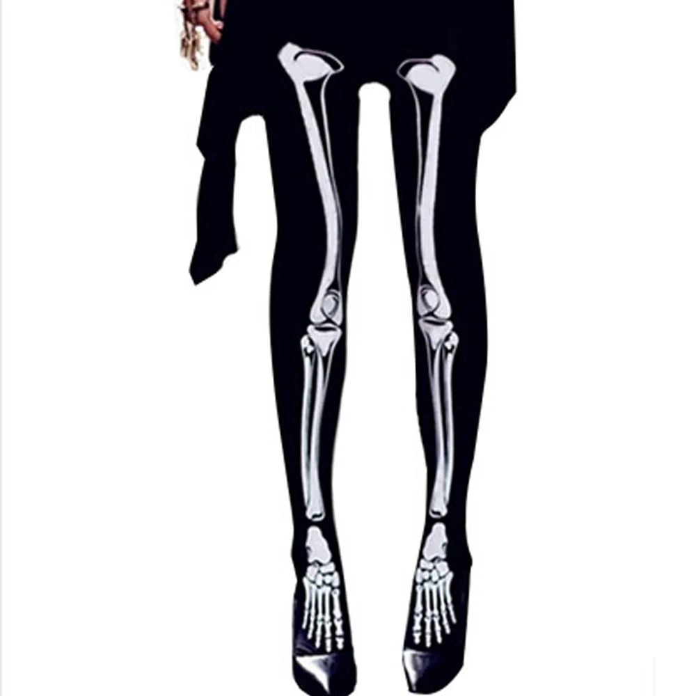 Женские черные колготки с черепами и татуировками чулки трико модные женские