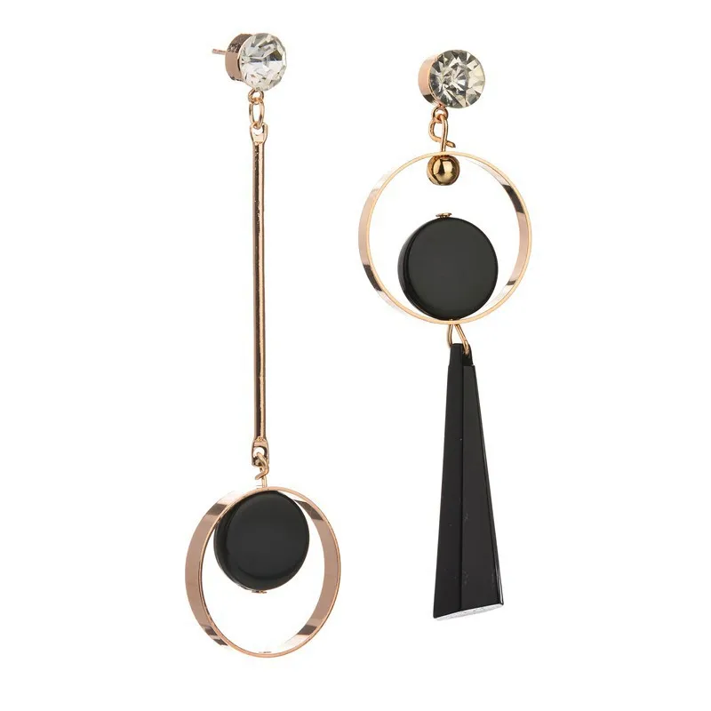 

Fashion Korean Asymmetric Rhine Ring Earrings 2019 New Long Slope Geometric Acrylic Earrings For Women's Gift Party Wedding Sale