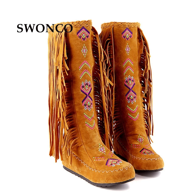 SWONCO Women's Shoes Ankle Boots Plus Size 34-45 Fashion Tassel Autumn Winter Boot Ankle Boots For Women Female Shoes Woman Boot