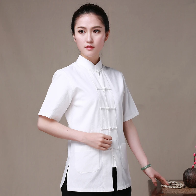 100 Cotton Chinese Traditional Solid Tang Suit Clothings Women Kung Fu