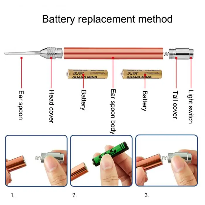 Серьги из нержавеющей стали восковой очиститель светодиодный ушной палочки для удаления ушной Пинцет EK-New