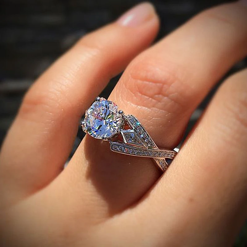 

New Design Fashion Alloy Crystal Rings Cross Silver Color Infinity Ring for women Zircon Statement Jewelry Wholesale O5M140