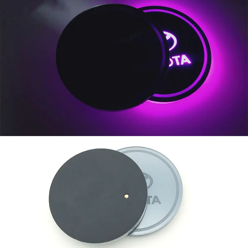 

2pcs For Toyota Corolla RAV4 Avensis CHR Yaris Auris Camry Aygo Fortuner Car Colorful LED Light Lamp Cup Holder Mat Pad Bottle
