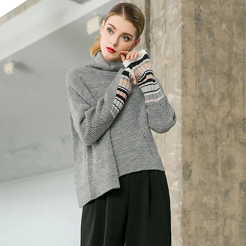 Loose elastic knit plus size pullovers sweater 2018 new long sleeve turtleneck women autumn casual sweater