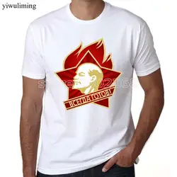 Для мужчин с коротким Ленина футболка Для мужчин новые летние шорты с круглым вырезом Для мужчин футболка футболки; Бесплатная доставка