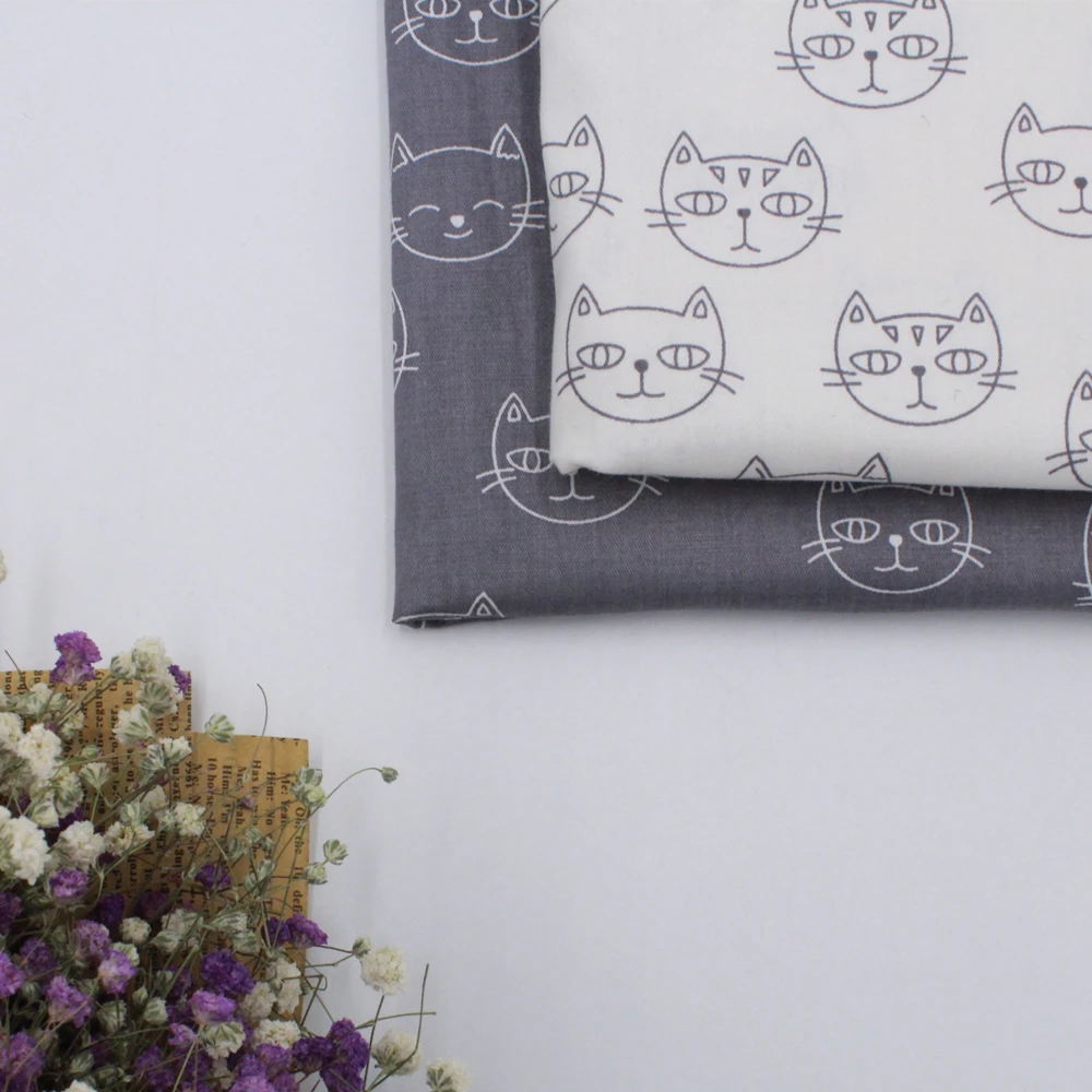 

YLSX Autumn Comfortable Soft Lovely Cat Pattern Cotton Fabric Baby Twill Fabric Child Bed Suitable for DIY 150cmX50cm