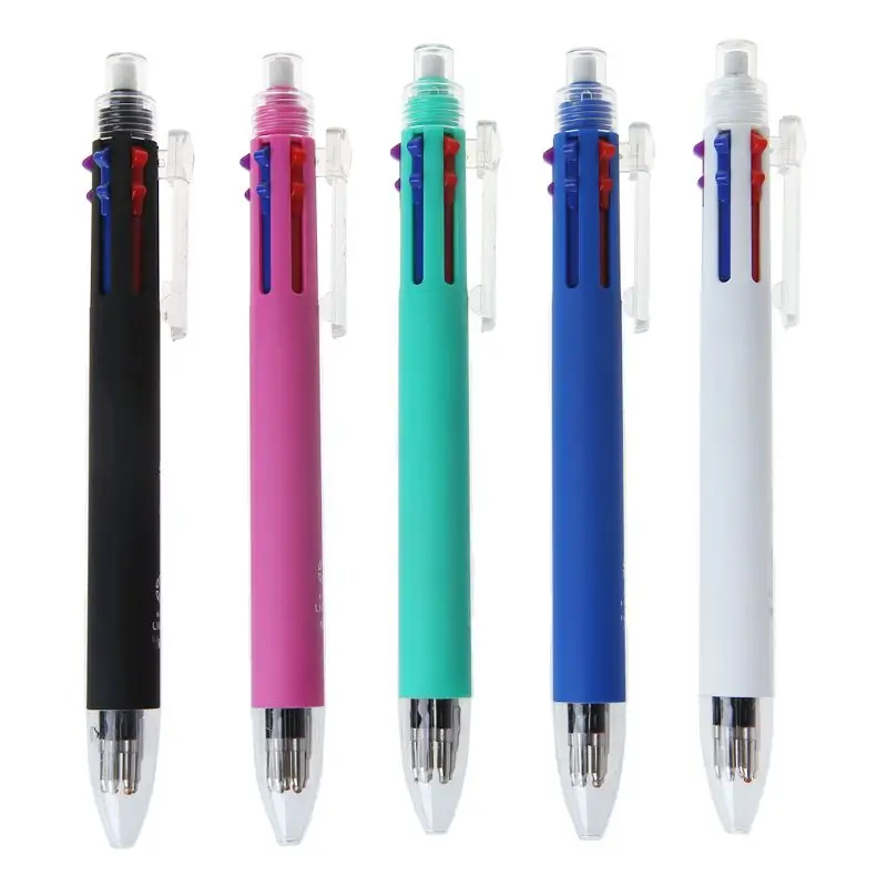 

5 Colors In One Retractable Ballpoint Pens Mechanical Pencil Smooth Writing Tip Note Taking School Stationery Office Supplies
