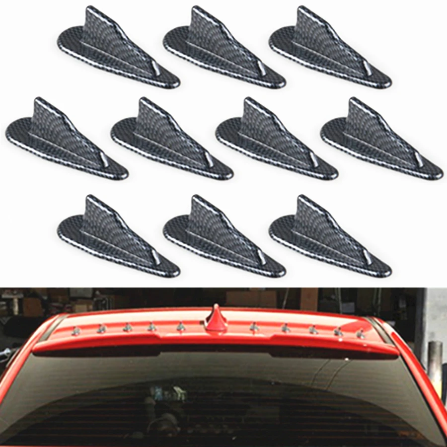 Universal Carbon Fiber Vortex Generator EVO Style Roof Shark Fins Spoiler Wing With Sticker Car