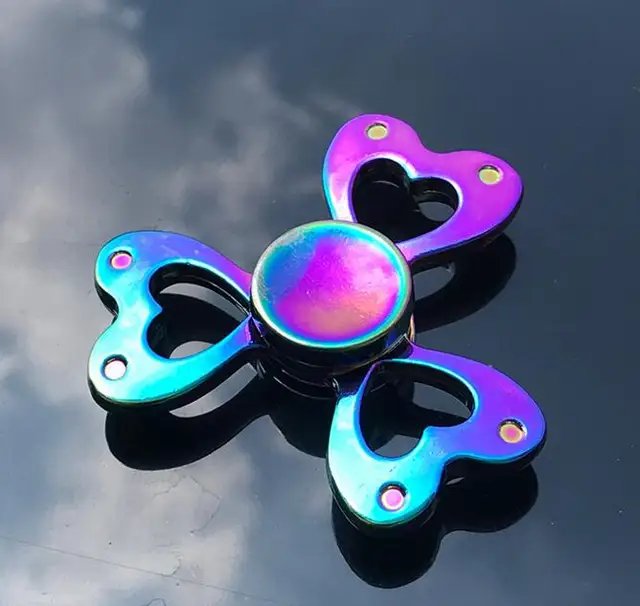 Tri Hand Finger Fidget Spinner Metal Mini Multi Rainbow Color Spinner