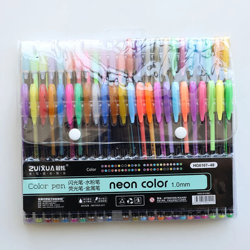 

48colors Colored Gel Pens Set Flash Pen Cute Glitter Pens Highlighter Drawing School Stationary Stylos Kids Coloring Gifts