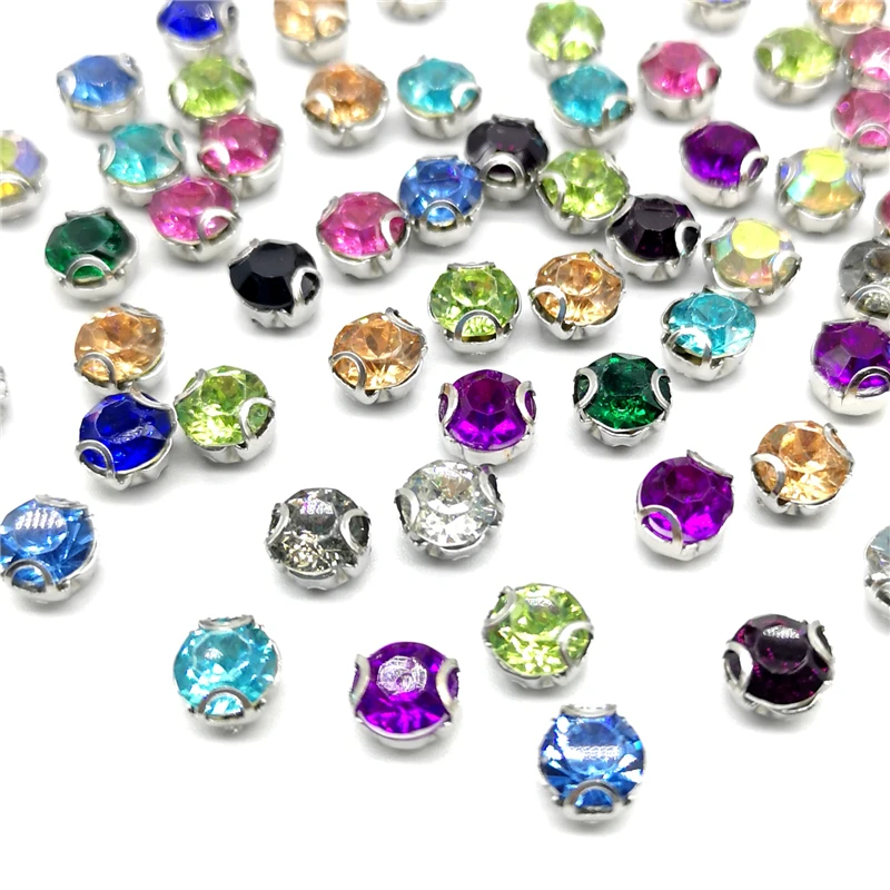 

50pcs ss30 6mm Resin Rhinestones Silver Base Rhinestones Clear Crystal AB Sew On Rhinestone Claw Sewing Jewelry Making DIY