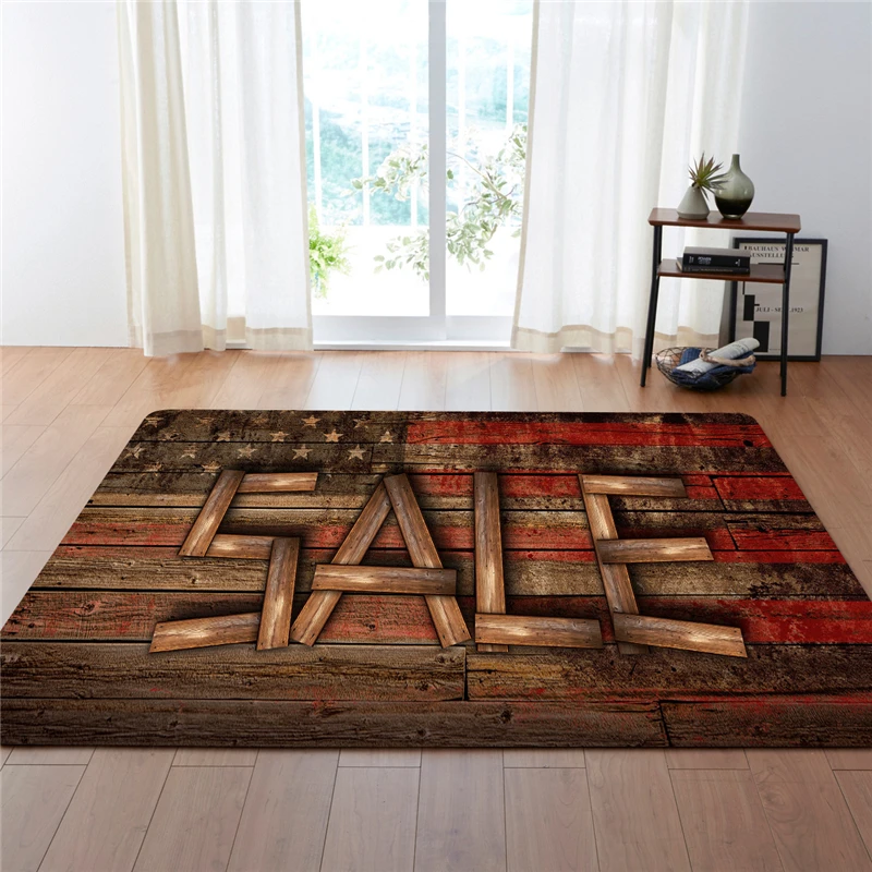 

Retro American European Style Living Room Carpet Polyester Fabric Printed Rectangle Large Machine Washable Anti Slip Floor Mats