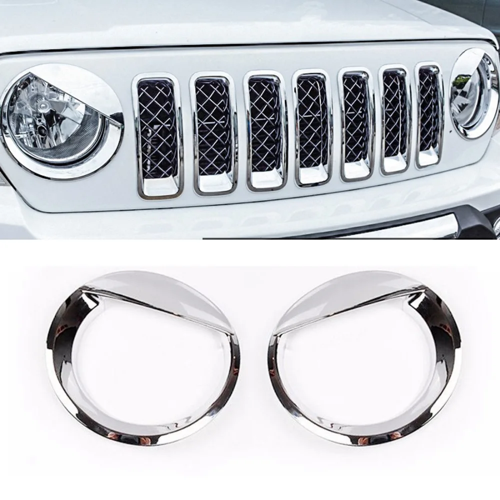

Chuang Qian Chrome ABS Angry Bird Eyebrow Shape Bezels Decor Front Headlight Guard Trim Cover For Jeep Patriot 2011-2016