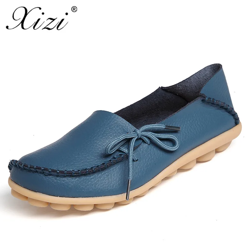 

Xizi Women Genuine Leather Shoes Ladies Spring Fashion Sweet Lace-up Casual Flat Shoes Women Peas Outdoor Shoes Plus Size 35-44