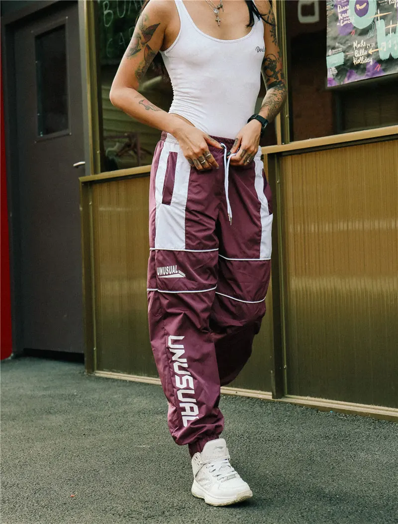 Color Block Patchwork Track Harem Pants 2
