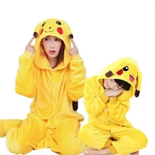 Família halloween cosplay traje animal amarelo anime pijamas inverno quente dos desenhos animados roupas combinando mãe crianças onesie