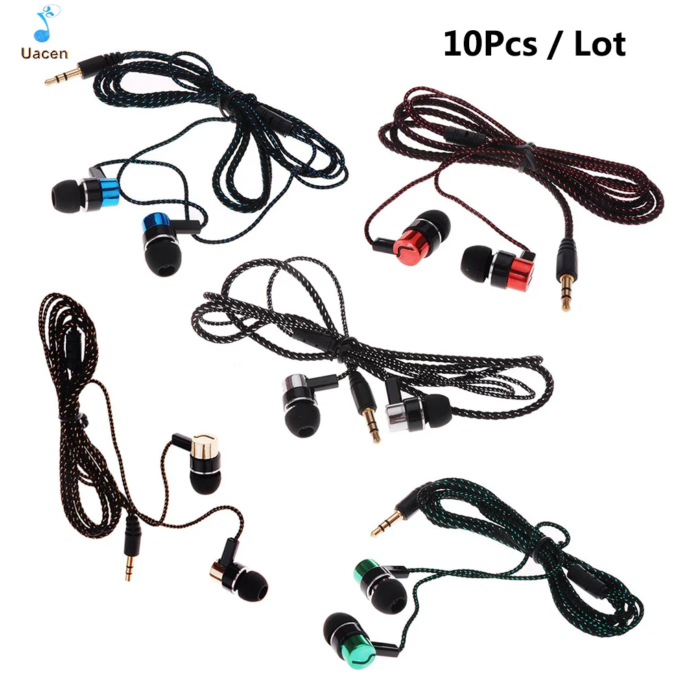 10Pcs / Lot Fiber Cloth Line Stereo In ear Earphone Earbuds Headphones