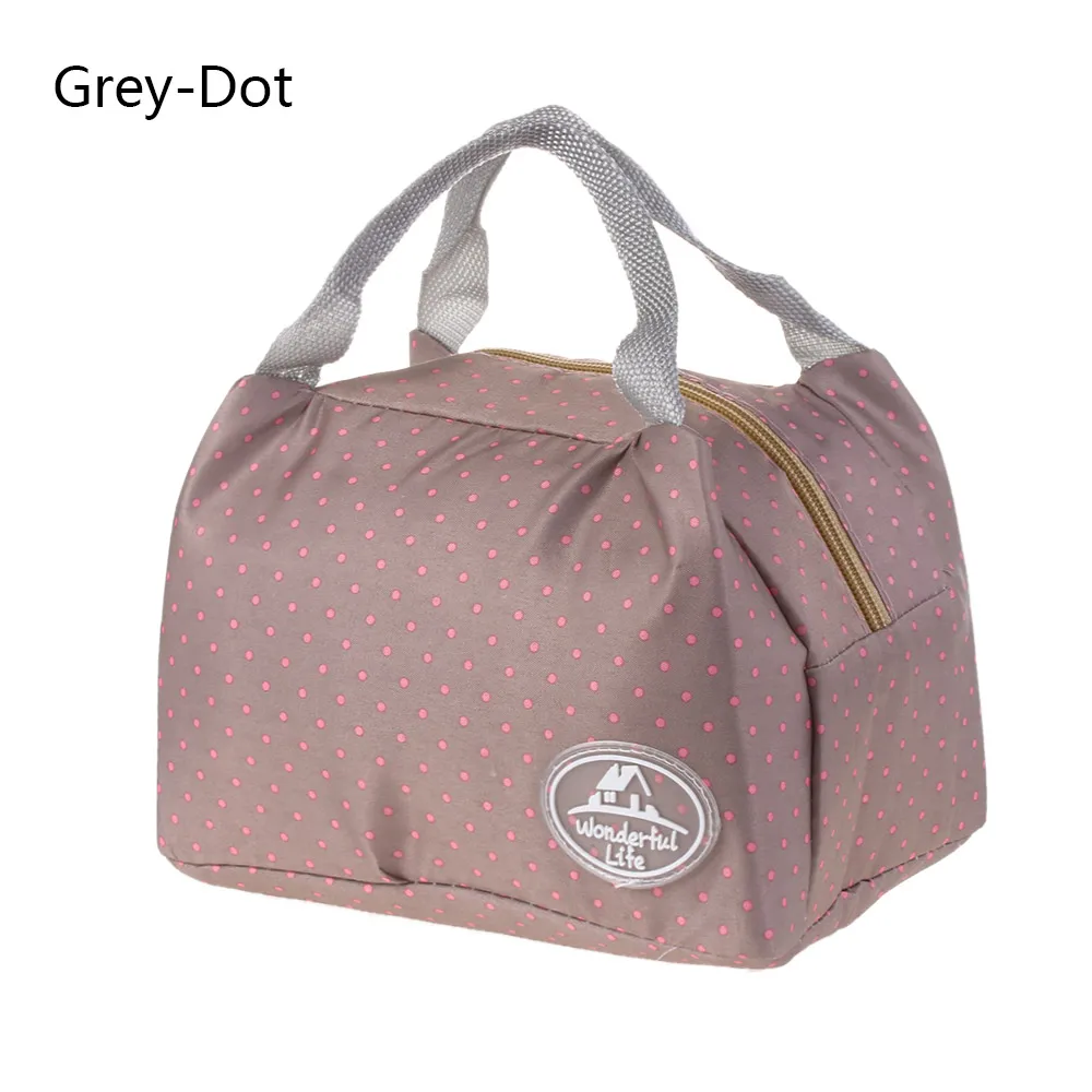 1 шт. новая Термосумка для пищи крутая сумка для пикника контейнер для хранения еды водонепроницаемый ланч бокс кухонные школьные принадлежности - Цвет: Grey-Dot