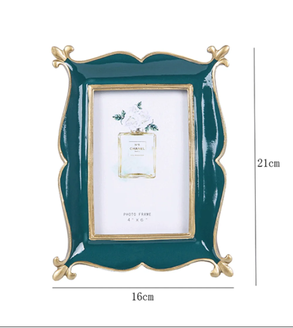 Retro Green Photo Frame European Creative Wedding Photos 6 Inch Resin Photo Frame Home Decorations Picture Frames