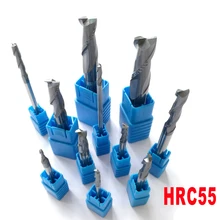 2mm 3mm 4mm 5mm 6mm 8mm 10mm 12mm 2 Flutes HRC55 Tungsten Carbide Flat square End Mills Spiral Bits CNC Endmill Router Bits