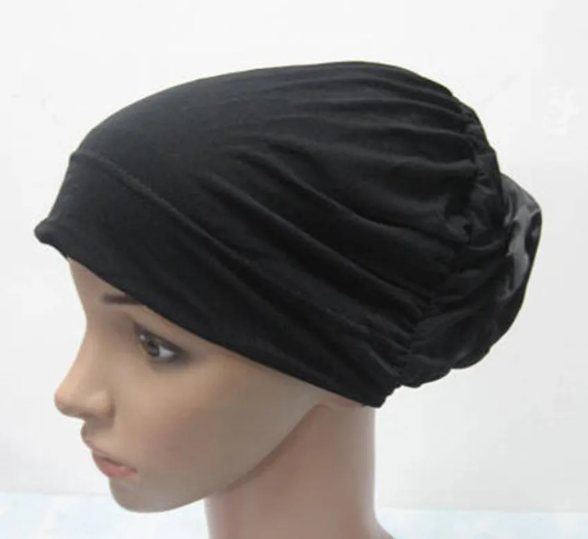 Новые женские колпачки исламские подшарф шляпа мусульманский цветок подшарф хиджаб головные уборы - Цвет: 07 black