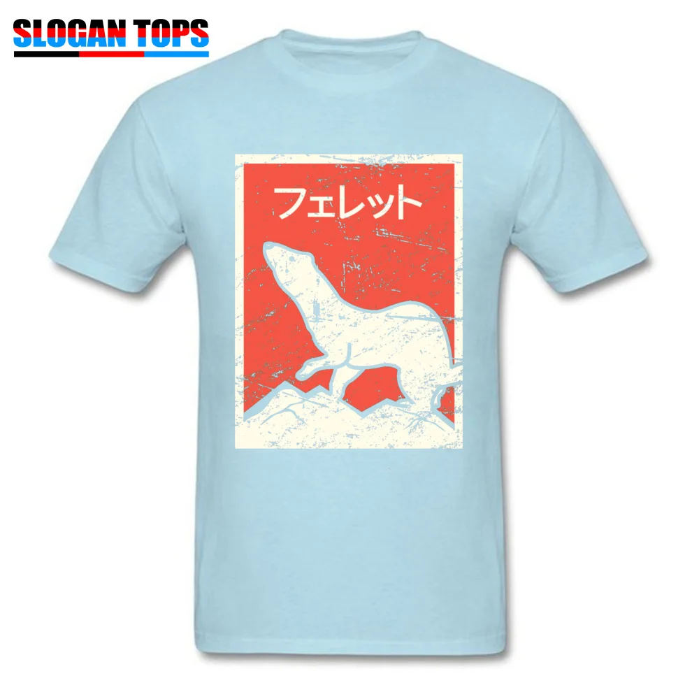 cosie Casual Round Collar Top T-shirts Summer/Autumn Tops Tees Short Sleeve for Men Fashion Pure Cotton Casual Tshirts Ferret Vintage Style Japanese Design 30487 light